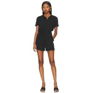 Bella Dahl Black Button-Down With Tie Waist & Pockets Women's Romper Size Small